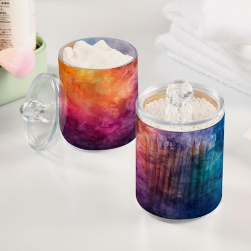 YETTASBIN Clear Apothecary Jars 2 Pack for Cotton Swabs and More