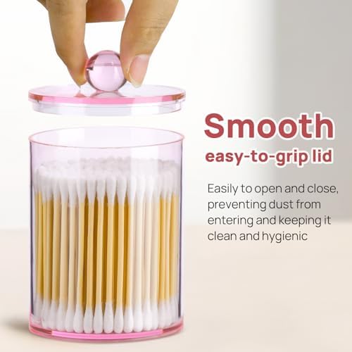 XIPENGKEJI Q-tip Holder Dispenser 2 Pack Pink Bath Organizer
