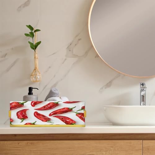 Tablerazzi Chilli Pepper Toilet Tank Topper Paper Basket with Handle