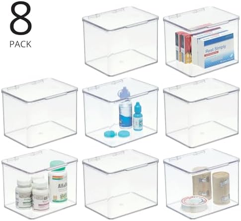 mDesign Clear Plastic Storage Canisters 8 Pack