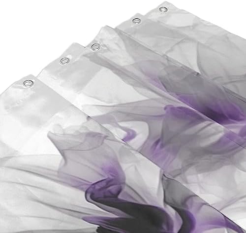 Abstract Flower Shower Curtain Set Dark Purple Boho Waterproof 72x72in with 12 Hooks