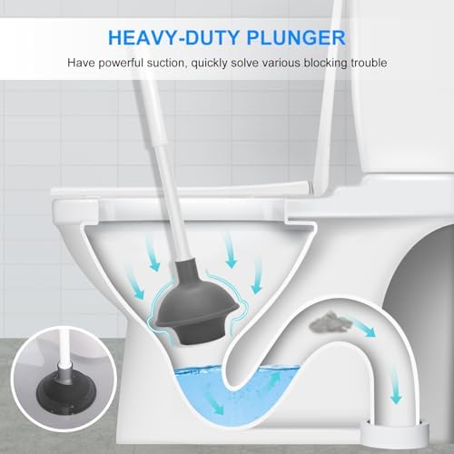 SetSail Toilet Brush and Plunger Set with Caddy - White