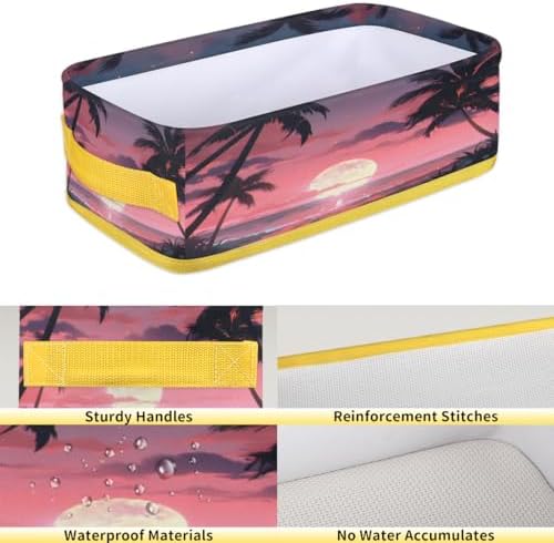 Skonsati Pink Ocean Beach Toilet Paper Basket with Handles 1