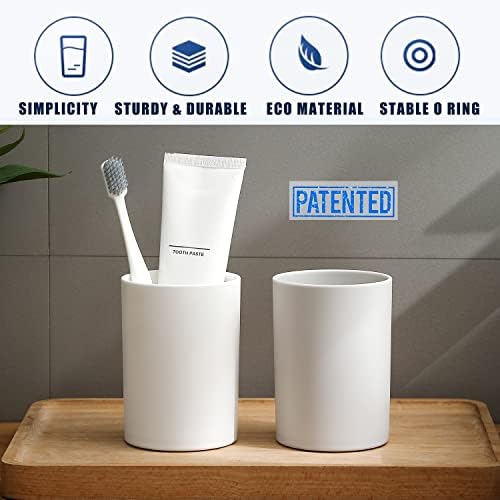 DeTii 105oz Reusable Bathroom Tumbler Cup 2PCS White