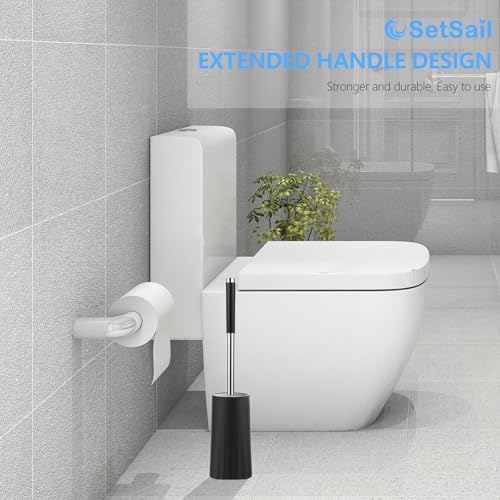 SetSail Compact Toilet Brush with Stainless Steel Handle and Drip-Proof Holder 1