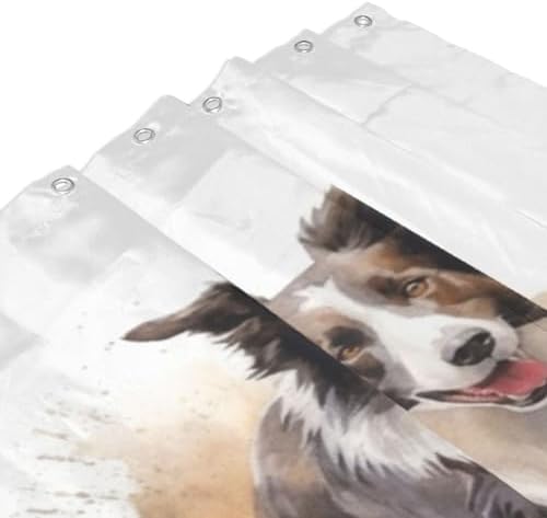 Black White Dog Shower Curtain Set with 12 Hooks 72x72in 1