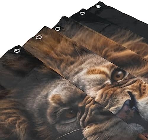 Lion Pattern Shower Curtain Set 72x72in with 12 Hooks