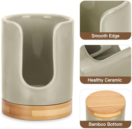 Soleebee Ceramic Cup Dispenser with Bamboo Base 1