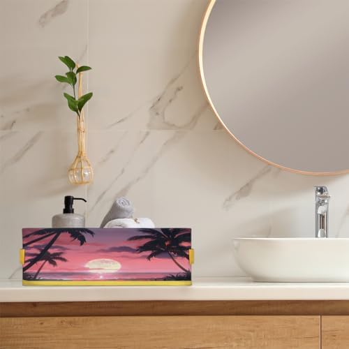 Skonsati Pink Ocean Beach Toilet Paper Basket with Handles 1