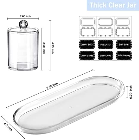 SheeChung Q-tip Holder Set with Tray - 4PCS Acrylic Canister Jars