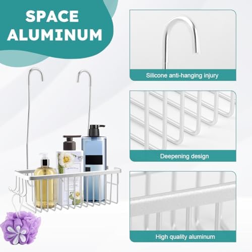 Kakalote Silver Shower Caddy with Hooks