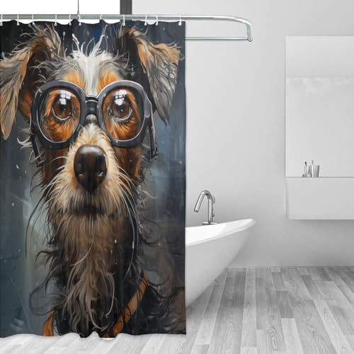Cute Animal Hippie Boho Shower Curtain Set with 12 Hooks