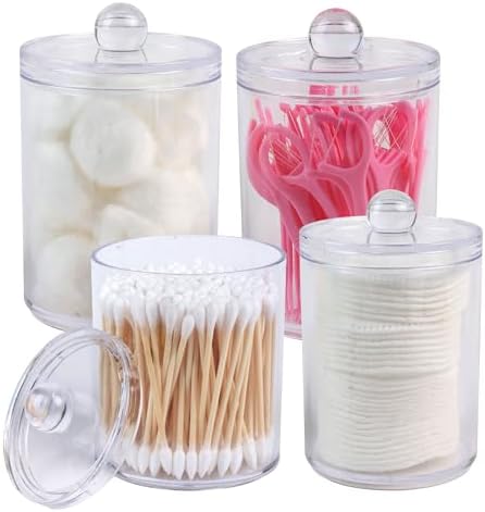 2 Pack Acrylic Q-Tip Holder Dispenser with Labels 10 and 12 Oz