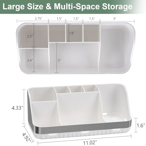 GFWARE Silver Toothbrush Holder Organizer 7 Slots