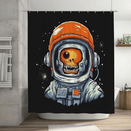 Orange Zombie Astronaut Shower Curtain Set