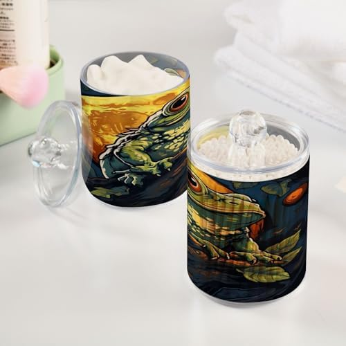 YETTASBIN Frog Apothecary Jars 2 Pack 14 oz Clear Dispenser with Lid