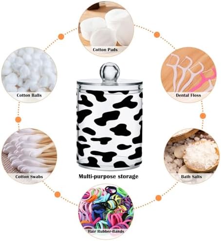 Qilmy Black Cow Spots Qtip Holder 2 Pack Canister