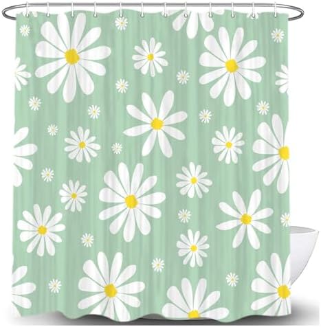 Green Daisy Floral Shower Curtain Set