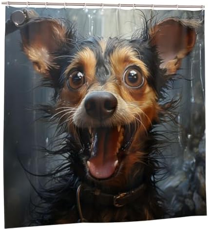 TIYAANDSY Smile Dog Shower Curtain Set 72x72in Waterproof