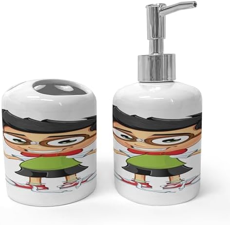 Ambesonne Happy Boy Soap Toothbrush Set Ceramic Bath Accessories 2 Pcs