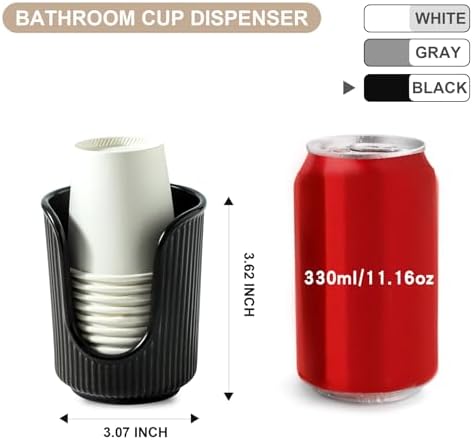 Dobbyby Ceramic Cup Dispenser with Vertical Stripes - Black