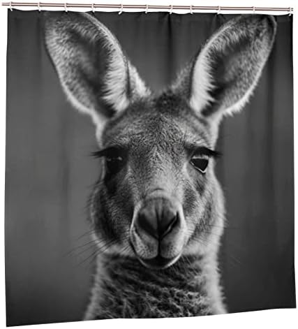 Kangaroo Pattern Waterproof Shower Curtain Set with 12 Hooks 72x72in