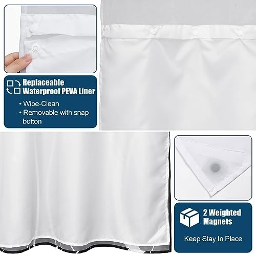Likiyol Black Stripe Shower Curtain with Snap Liner Set