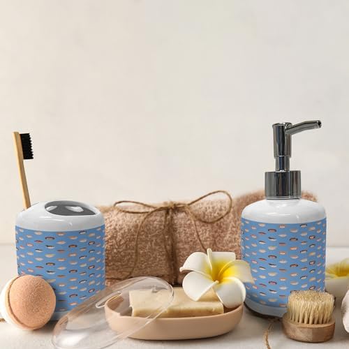 Ambesonne Bathroom Soap Toothbrush Holder Set 1