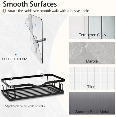 Unicrest RY Adhesive Shower Caddy 2 Pack 1