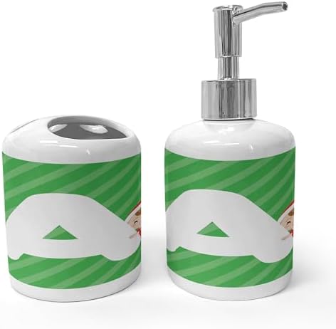 Ambesonne Christmas Alphabet Soap Dispenser Toothbrush Holder Set