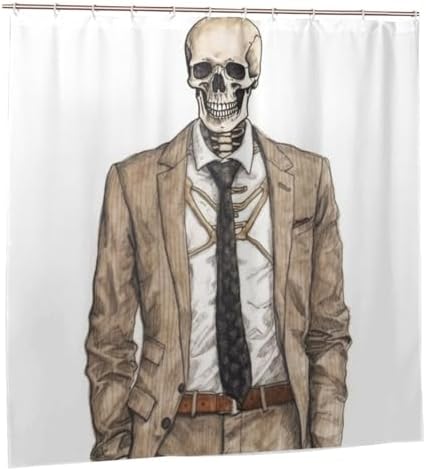 TIYAANDSY Boho Skull Shower Curtain Set 72x72in Waterproof Fabric with 12 Hooks