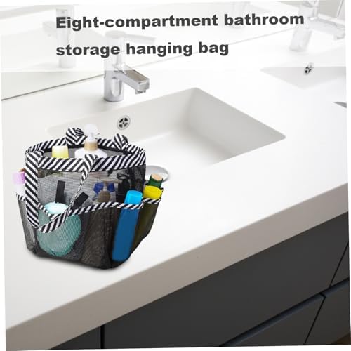 Mesh Shower Caddy with 8 Pockets Portable Black White