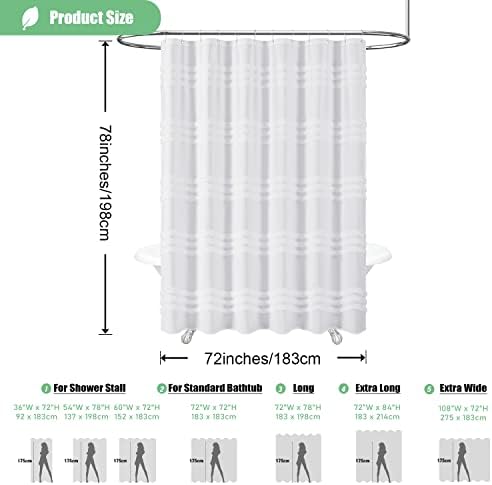 Dynamene White Tufted Chenille Striped Shower Curtain Set