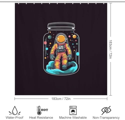 TIYAANDSY Yellow Astronaut Decor Shower Curtain Set
