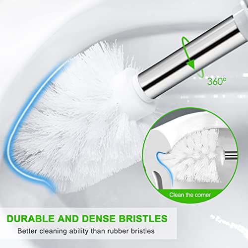 Compact Toilet Brush with Holder and Drip-Proof Design