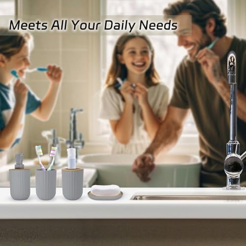 FooGuila 5Pcs Grey Bathroom Accessory Set