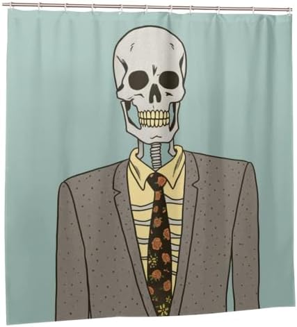 TIYAANDSY Boho Skull Shower Curtain Set 72x72in