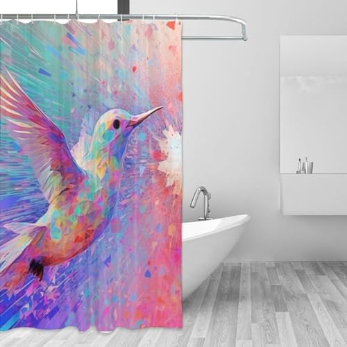 Boho Hummingbird Shower Curtain with 12 Hooks 72x72in