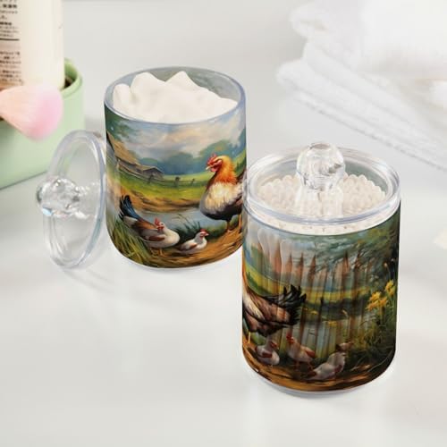 YETTASBIN Rooster Clear Plastic Storage Jars 2 Pack