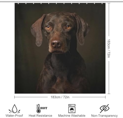 Black Dog Shower Curtain Set with 12 Hooks 72x72in