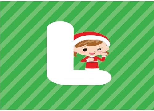 Ambesonne Christmas Alphabet Set - L and Santa Girl 2 Pcs Ceramic