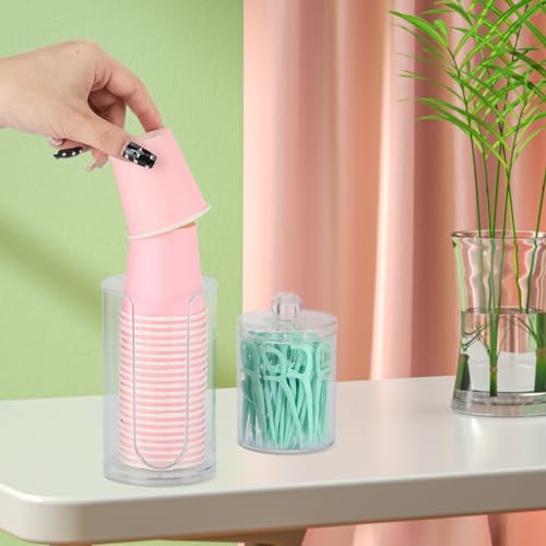 LoveBB 3oz-5oz Cup Dispenser with 10oz QTip Holder Clear