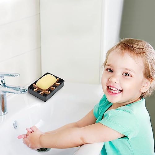 Bamboo Soap Dish with Drainage and Non-Slip Base