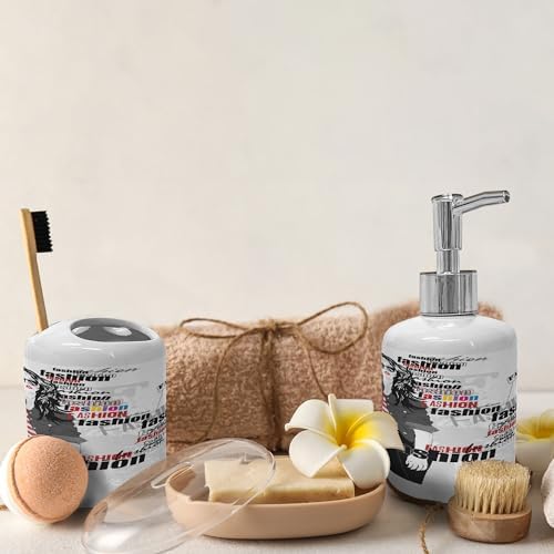 Ambesonne USA Ceramic Soap Dispenser Set