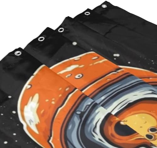 Orange Zombie Astronaut Shower Curtain Set