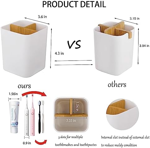 Heagoale 3 Slots Toothbrush and Toothpaste Holder
