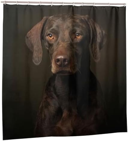 Black Dog Shower Curtain Set with 12 Hooks 72x72in