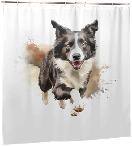 TIYAANDSY Black White Dog Shower Curtain Set 72x72in