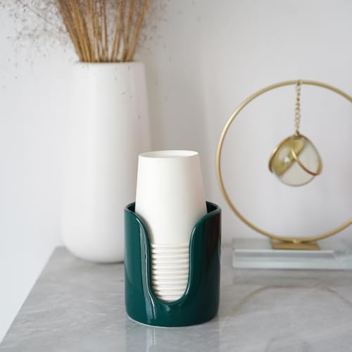 Ceramic Bathroom Cup Dispenser Green