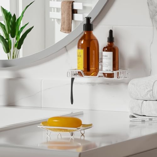 Stainless Steel Soap Dish 2 Pack with 4 Hooks